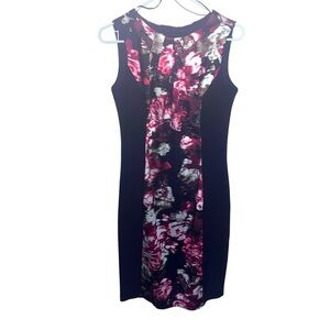 London Style Black Red Floral Sleeveless Dress